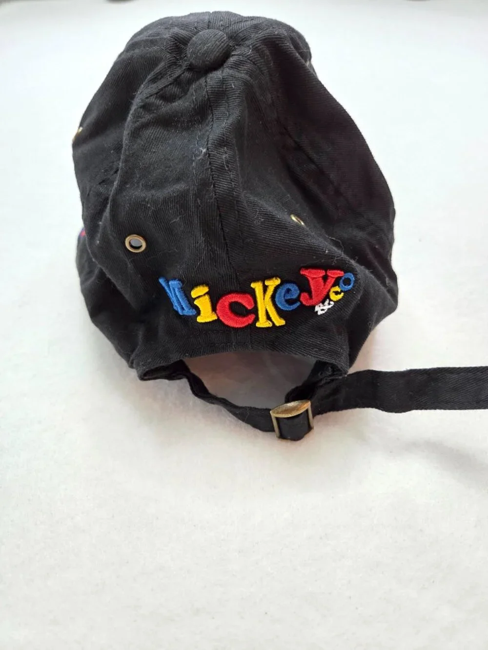 Disney Mickey Mouse Vintage Black Adjustable Embroidered Hat Baseball Cap OS